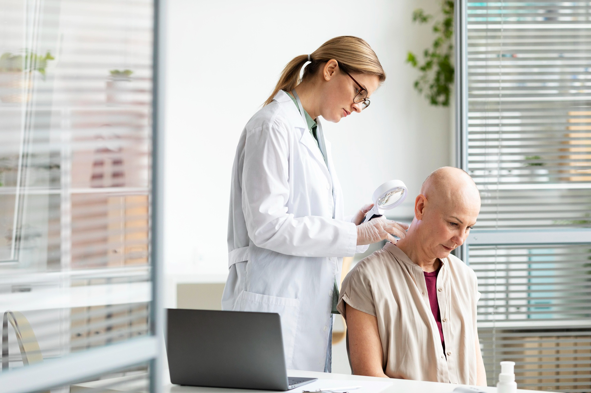 female-doctor-doing-check-patient-with-skin-cancer